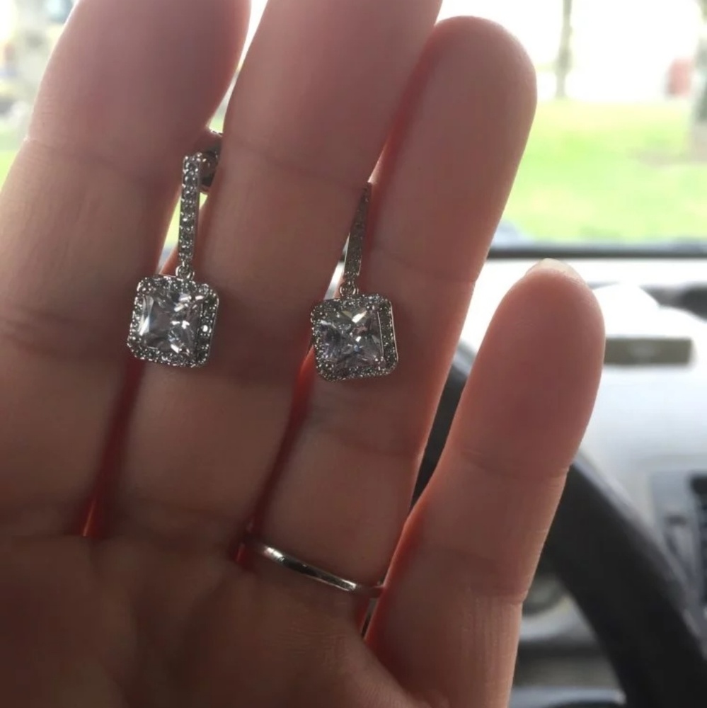 New arrival. Silver earrings with cubic zirconia. - Picture 6 of 6